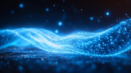 Wall Mural - Dynamic Flow of Abstract Blue Light Waves Creating Ethereal Visual Effects.