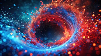 Wall Mural - Vibrant red and blue swirling particles in a mesmerizing abstract art piece, visual, complex,  visual