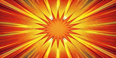 Wall Mural - Action-packed scene with dynamic speed effects and halftone dots in a comic book background, dynamic, bright