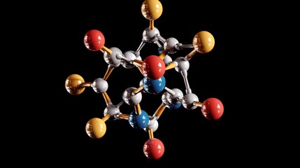 Poster - Colorful molecular structure on a black background.