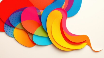 Poster - Vibrant, layered abstract design with swirling, colorful shapes and a white background