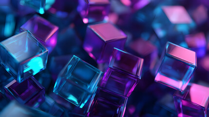 Poster - A Symphony of Light and Shadow Dancing Among Abstract 3D Cubes A Mesmerizing Geometric Dance of Light and Shadow