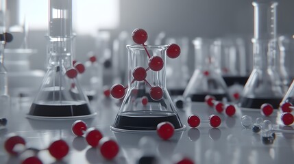 Poster - Abstract scientific laboratory glassware illustration.