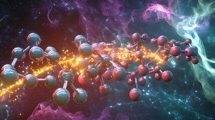 Poster - Complex molecular structure within a cosmic nebula.