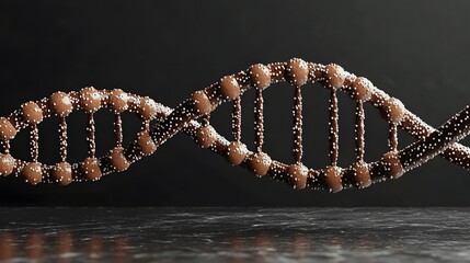 Poster - 3d model of a double helix dna structure in brown color.