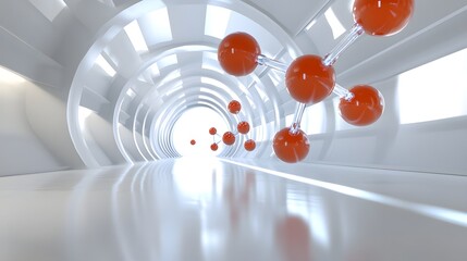 Poster - Modern, futuristic interior hallway with glowing orbs.