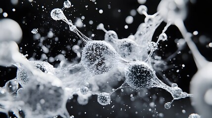 Poster - Abstract digital illustration of colliding liquid forms.