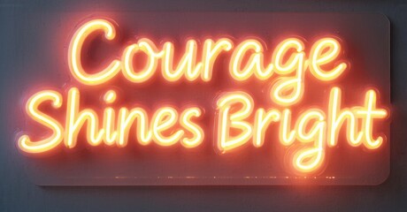 Fototapete - Neon sign displays inspirational message. Bright orange glow contrasts dark background. Simple typography creates positive vibe.