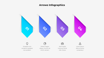 Fototapete - Arrow graphics arranged sequentially, ideal for presentations involving business processes, step-by-step guides, or trendy data visualization to present ideas effectively