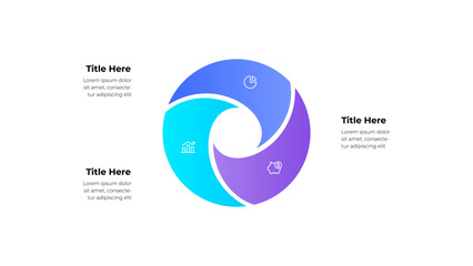 Leinwandbilder - A stylish circular diagram with 3 steps, containing business-related icons. Ideal for presentation purposes