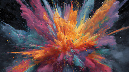 Poster - A Vibrant Dance of Exploded Pigments An Abstract Symphony of Color and Light An Artful Explosion of Colorful Elements