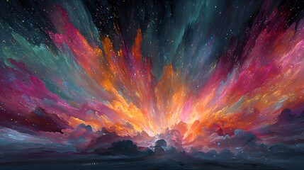 Poster - A Celebration of Abstract Art Explosions Bursting with Color Creating an Energetic and Dynamic Display A Visual Symphony of Exploded Wallpaper