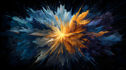 Poster - Vibrant Colors Exploding in Abstract Art A Mesmerizing Fusion of Artistic Hues Forming an Exploded Colorful Wallpaper Design Element