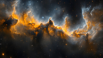 abstract cosmic nebula artwork in dark space with scattered starlight and gaseous textures