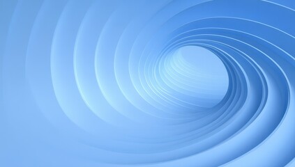 Poster - A swirling blue abstract tunnel with smooth, curved lines creating a dynamic sense of depth and motion.
