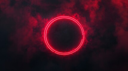 Poster - Dark background with glowing red neon rings