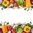 © Adeel - A vibrant assortment of fresh vegetables framing a clean white space ideal for culinary designs and recipes