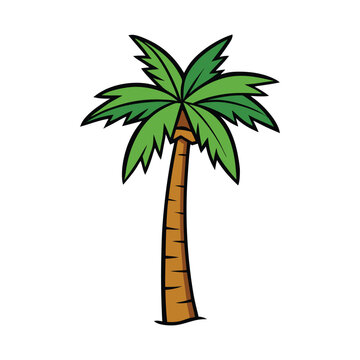 Colorful Palm tree silhouette icon on white background