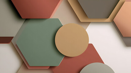 Poster - Abstract Background with Geometric Shapes and Muted Colors and Smoky Texture Creating a Sense of Depth and Dimension for a Modern Aesthetic Design