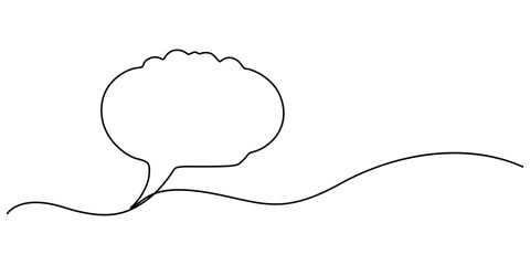 Leinwandbilder - Speech bubble continuous one line drawing, Empty speech minimalist linear illustration made of single line, One line drawing of conversation dialogue bubbles. Chat icons for comics, pro vector.
