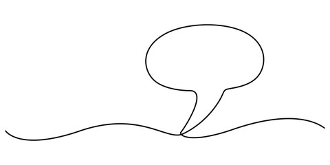 Leinwandbilder - Speech bubble continuous one line drawing, Empty speech minimalist linear illustration made of single line, One line drawing of conversation dialogue bubbles. Chat icons for comics, pro vector.