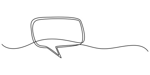 Leinwandbilder - Speech bubble continuous one line drawing, Empty speech minimalist linear illustration made of single line, One line drawing of conversation dialogue bubbles. Chat icons for comics, pro vector.