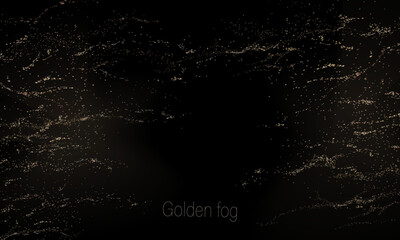 Wall Mural - Isolated design components, golden chaotic tinsel pattern on black background.
