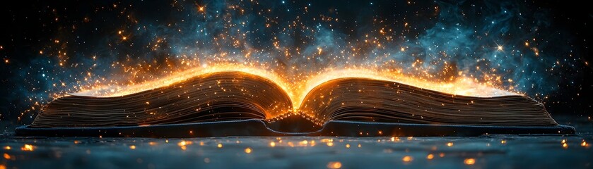 Poster - Celestial open book glowing under a starry sky