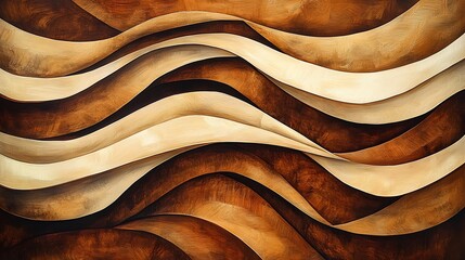 Aufkleber - Abstract waves of brown and cream colors create a textured background, evoking warmth and depth