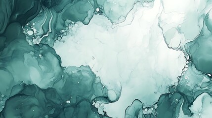 Aufkleber - Abstract fluid art featuring swirling teal and white colors blending seamlessly, evoking tranquility