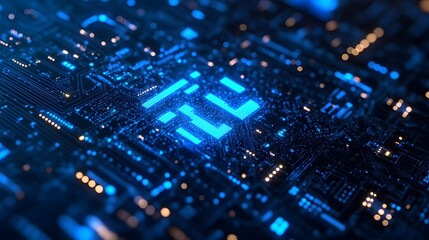 Poster - Close-up view of illuminated circuit board design.