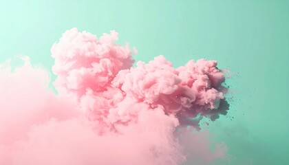 Poster - Vibrant pink smoke clouds outdoor setting digital art calm atmosphere high-angle view abstract concept