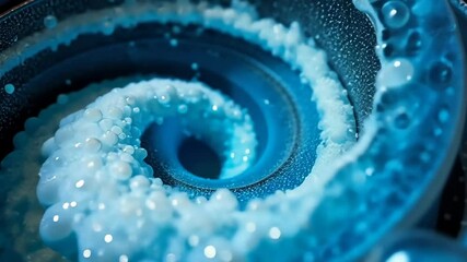 Poster - Mesmerizing swirl of light blue foam and bubbles spiraling into a dark abyss