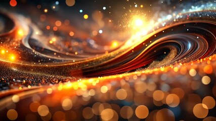 Poster - Golden Particles Swirl in a Dreamlike, Abstract Dance of Light and Color