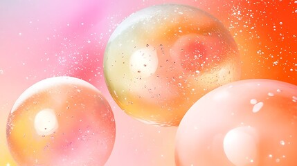 Aufkleber - Colorful abstract bubbles floating against a vibrant gradient background with soft sparkles