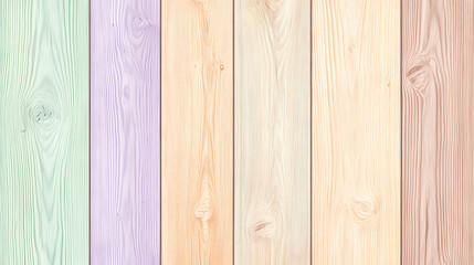 Aufkleber - Colorful wooden planks arranged vertically showcasing various pastel shades for design inspiration