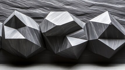 Aufkleber - Abstract geometric shapes in monochrome tones, arranged artistically against a textured background