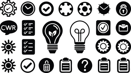 Poster - A set of vector business light bulb idea icons for web design