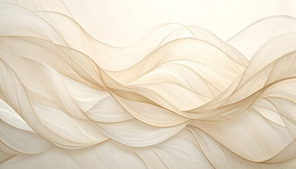 Poster - Minimalist Line Art Composition Delicate Textile Waves Abstract Elegance Smooth Textured Formations Intertwined Layering Refined Simplicity Gentle Flow Soft Design Neutral Palette
