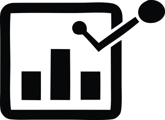 Poster - This 3D illustration shows a business graph icon with an upward arrow, symbolizing financial growth and market success, presented on a metallic internet button, representing technology and web dataThi
