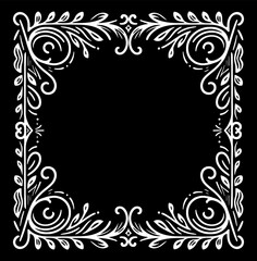 Poster - A white frame with a leafy border. The frame is ornate and has a leafy border