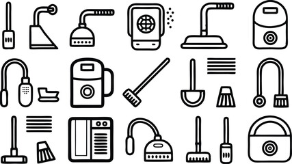 Poster - A vector set of tool icons presents a collection of construction, repair, and equipment symbols for web design