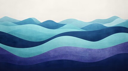 Poster - Abstract landscape of textured blue waves.