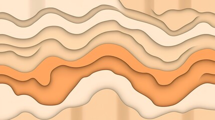 Aufkleber - Abstract layered paper cut design with wavy lines in warm colors, suitable for modern backgrounds
