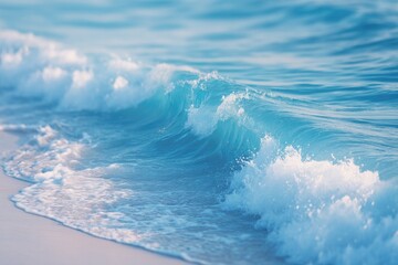 Wall Mural - close-up photo of ocean waves gently lapping against shore creating soothing and peaceful scene