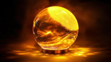 Poster - Captivating Glowing Egg-Shaped Object with Abstract Golden Light Effects on Dark Background