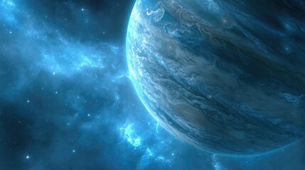 Poster - Majestic gaseous planet in a vibrant starry galaxy backdrop showcasing cosmic beauty