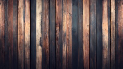 Aufkleber - Textured wooden wall featuring a mix of dark and light planks, creating a rustic backdrop for design