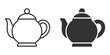 © Burbuzin - Vector icon of classic teapot in solid and outline version.