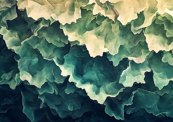 Aufkleber - Abstract waves of green and blue hues creating a serene, flowing texture resembling ocean currents